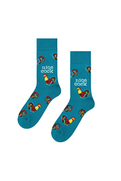 CARNAVAL SOCKS Чорап с дизайн на петел и надпис „Nice Cock”