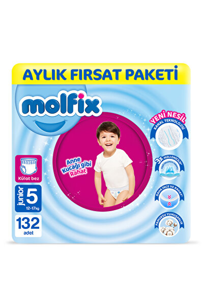 Molfix Pants Bebek Bezi 5 Beden Junior Aylık Fırsat Paketi 132 Adet
