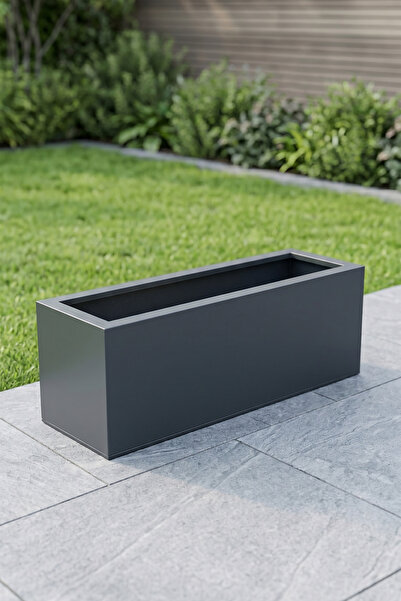 Desen Dekorasyon Zenith 80x27x29 cm Metal Yatay Dikdörtgen Antrasit Saksılık ...