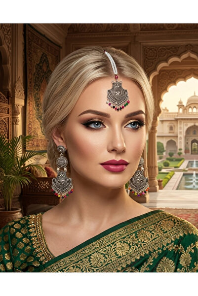Kaftan Collection Indian Earrings and Headdress Set