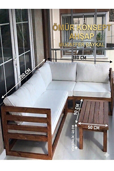 ömür konsept ahşap Köşe Takımımız Bahçe Balkon Teras Dinleme Koltuğu