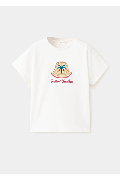 MANGO Kids İşlemeli pamuklu tişört