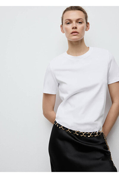 MANGO Woman Tricou din bumbac cu mânecă scurtă