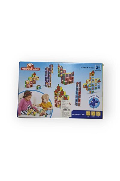 KIZILKAYA Magnetic 16 Piece Brain Teaser Castles&Homes 62 Magic Clips 3+