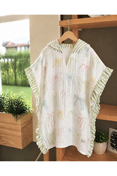 Asu Baby&Kids Ribbon Ruffled Muslin Poncho