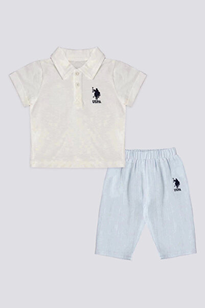 U.S. Polo Assn. Erkek Bebek 2 Lı Kısa Kol T-shırt Takım - Krem Mavi