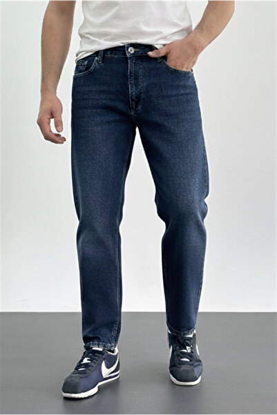Edwox Men's Boyfriend Wide Cut Jeans Navy Blue Edw425