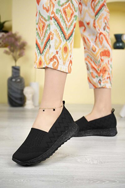 Nesil Shoes Aky 055 Čierna úpletová letná dámska obuv