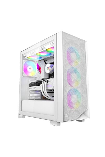 PCCOOLER Carcasa Middle Tower, ATX, ARGB, Alb, USB 3.2, sticla securizata, 3 ...