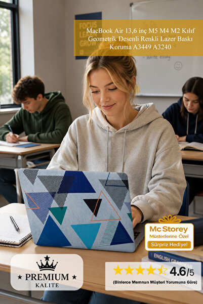 Mcstorey MacBook Air 13,6 inç M5 M4 M2 Kılıf Geometrik Desenli Renkli Lazer B...