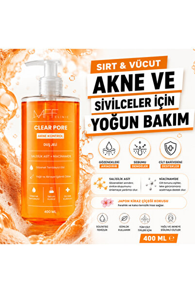MFF CLİNİC Sebum Kontrol Duş Jeli | Akne & Eğilimli Ciltler İçin Bakım | Sali...