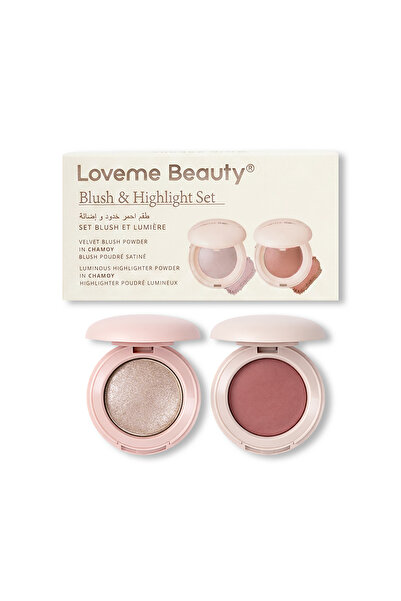 LOVEME BEAUTY طقم أحمر خدود وإضاءة لافمي بيوتي بلاش وهايلايتر مشمشي وذهبي داف...
