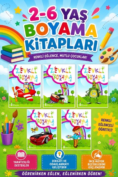 Ata Yayıncılık 3-6 Years Old Tasteful Coloring Books 5 Pack