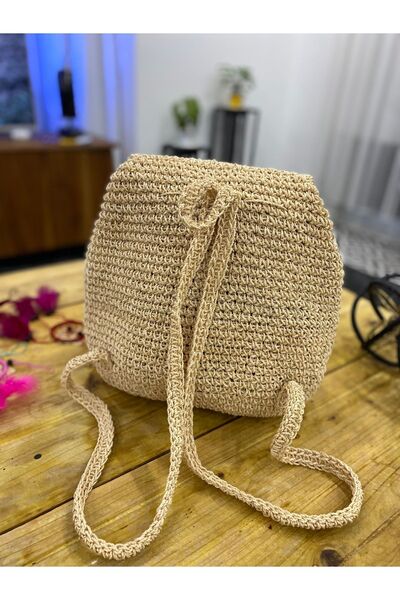 Bohemian Straw Natural Backpack
