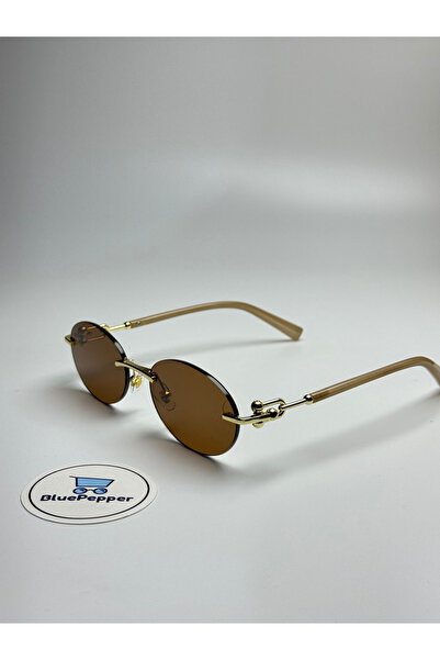 BluePepper Tifanix Coffee Sunglasses Gold Oval Frame 57 Ecartman