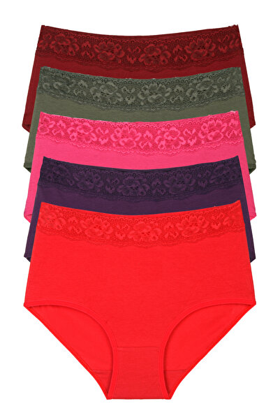 Nicoletta Dámske nohavičky Large Size 5 Pack Lycra Claret Red