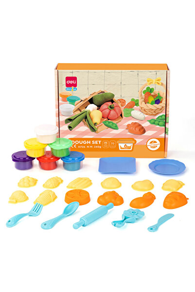 Deli SET CREATIV DE PLASTILINĂ + 19 ACCESORII FRUCTE ȘI LEGUME