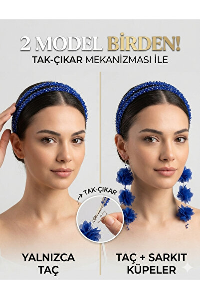stil+o aksesuar.com تصميم معياري، تصميم خاص، تاج شعر قابل للإزالة للعروس، الأ...