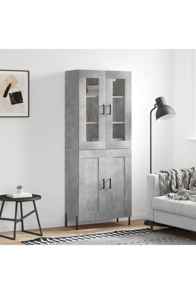 Concept Dulap înalt, gri beton, 69,5x34x180, lemn compozit