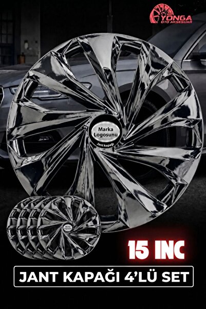 YONGA OTO AKSESUAR Ford Transit 15 İnç Jant Kapağı 4'lü Set Piano Black + 4 A...