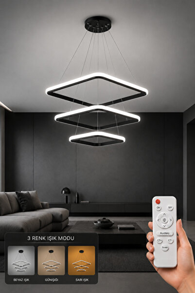 AvizeGO Melo 3'lü LED Sarkıt Avize 3 Renk Kumandalı