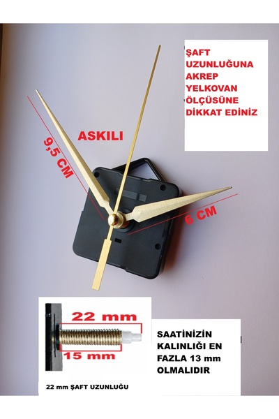 CNR SHOP Saat Mekanizması, 22 mm ŞAFT BOYU Sessiz Çalışır Saat Motoru Akrep-Y...