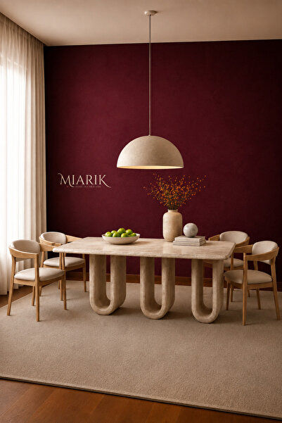 MIARIK DESIGN & DEKORASYON Austin-Traverten Mermer Serbest Şekil Bulut Yemek ...