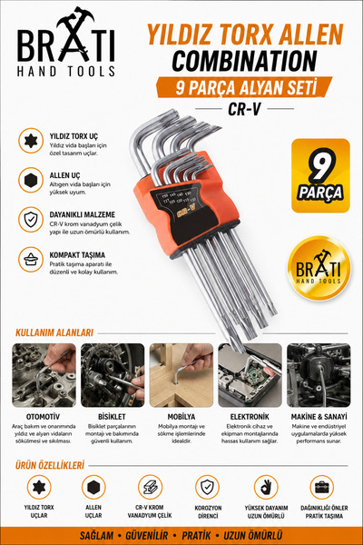Star Torx Allen Combination 9-Piece Allen Set CR-V