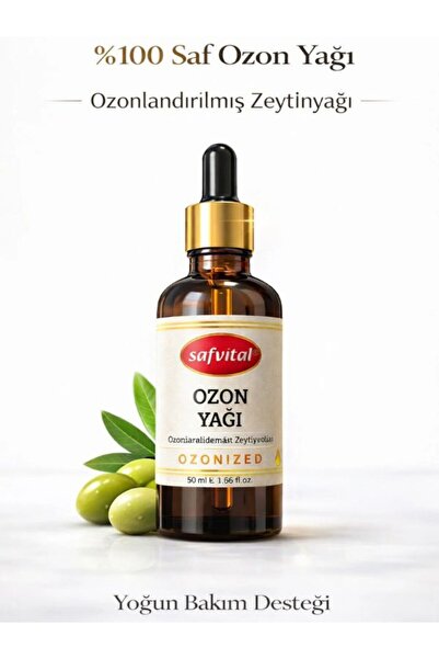 safvital زيت الأوزون 50 مل، زيت زيتون معالج بالأوزون بنسبة 100%، زيت داعم للع...