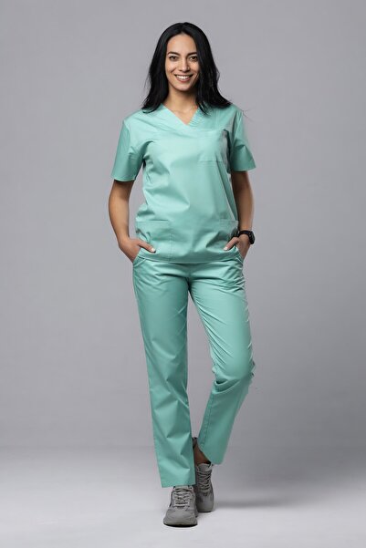 OEM Costum medical DER KLASSIK pentru femei, Bluză și pantaloni, Fistic