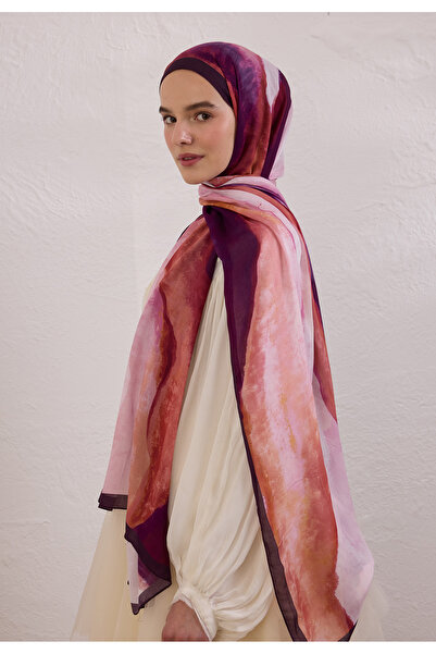 Freshscarfs Mürdüm Color Waves Desen Rami Şal