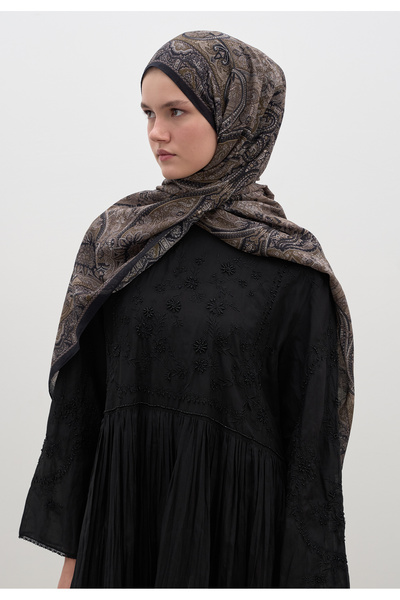 Freshscarfs Siyah Slyvıe Desen Şal