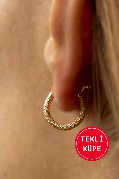 Bayar Gold 14 Ayar Altın Mini İnce Simli Tekli Küpe
