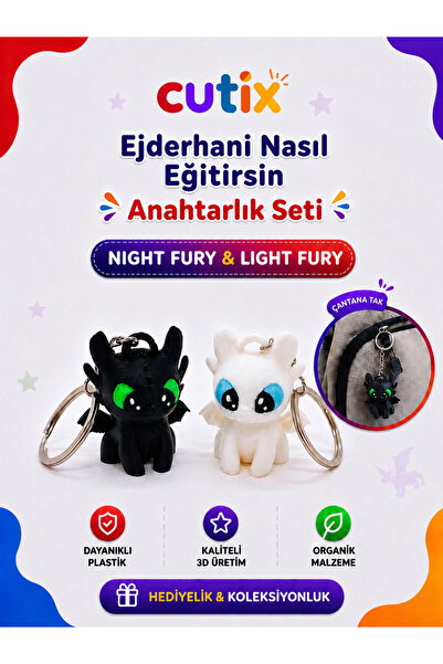 Cutix Dişsiz & Işığın Öfkesi Anahtarlık Seti Ejderhanı Nasıl Eğitirsin Geceni...