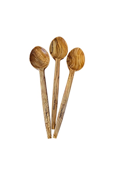 F&S WoodArt 3 قطع شجرة زيتون إدريميت مصنوعة يدويًا من الخشب الطبيعي ملعقة خشب...