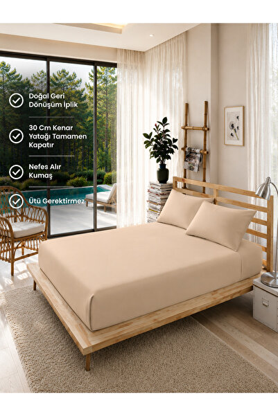 ELY PARKER Lastikli Çarşaf Takımı (Nevresim Kumaşı) Pamuklu-Yastık Kılıflı, Ç...
