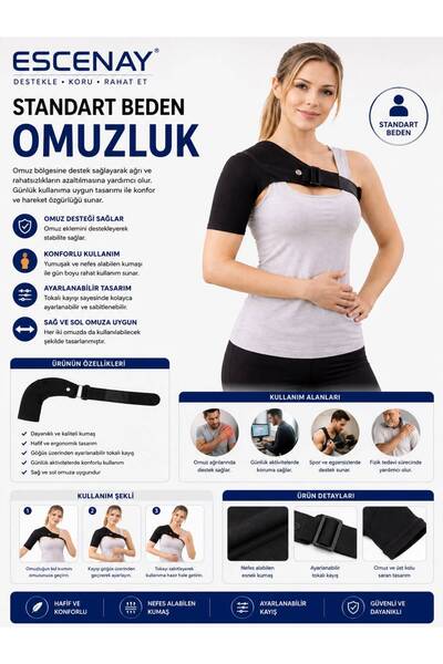 Escenay Standart Beden Omuzluk Omuz Destekleyici Omuz Destekleme Bandajı