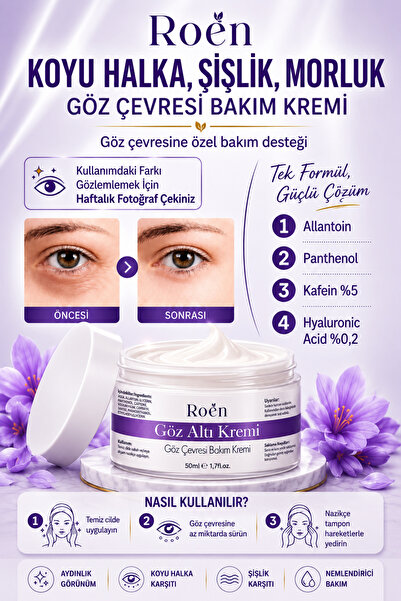 Roen Göz Altı Morluk Kremi - Kafein %5 Aydınlatıcı Torba & Şişlik Giderici Ko...