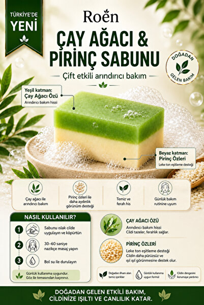 Roen Leke, Akne Gidermeye, Beyazlatıcı Etkili, Doğal Çay Ağacı Özü ve Pirinç ...