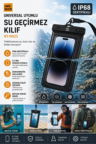 Nettech Yüksek Kalite Tüm Telefonlara Uyumlu IP68 Yağmur Su Geçirmez Waterpro...