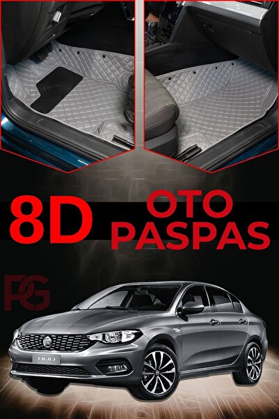 PASPASGRAFT FIAT EGEA 2024-2026 Açık Gri 8D Premium Tam Kaplama Havuzlu Deri ...