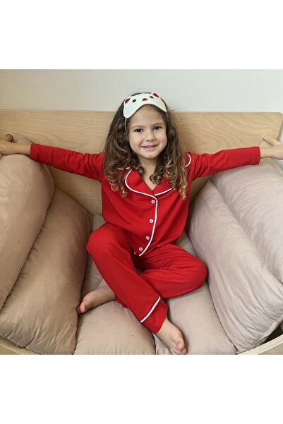 DİVİSTA Set de pijamale roșii elegante pentru fetiță bumbac 100%