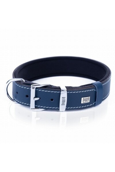 Doggie Comfort Leather Dog Collar Royalblue 4x47 55 Cm