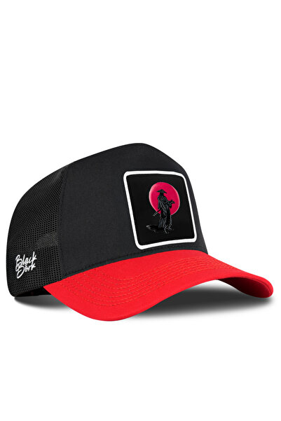 BlackBörk Samuray Logolu Kırmızı-Siyah Trucker Şapka