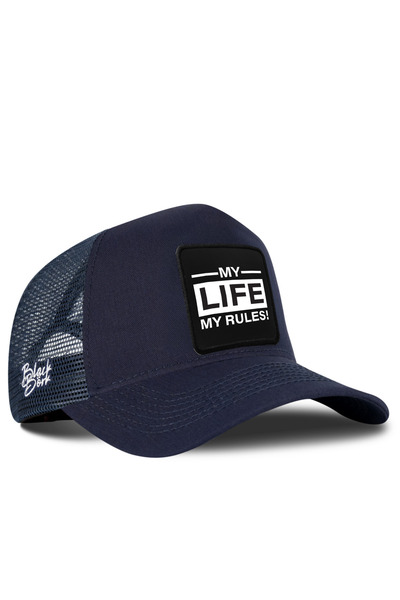 BlackBörk V1 Trucker My Life My Rules - 1 Cod Logo Unisex Dark Blue Hat (Șapcă)