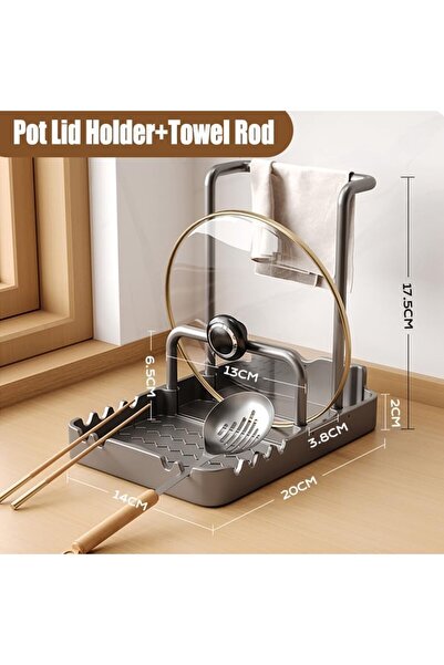 Arabest Spoon Rest with Cookware Lid Holder, Kitchen Utensil Organizer Rack f...