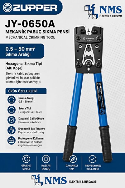 Genel Markalar Zupper JY-0650A Skp Pabuç Sıkma Pensesi 6-50 Mm²