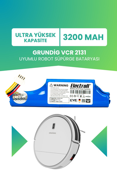 ELECTROLL GRUNDİG VCR 2131 Uyumlu Batarya (ULTRA YÜKSEK KAPASİTE) 3200mah Pil...