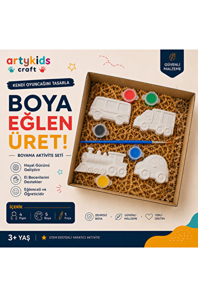 ArtyKids Craft Taş Tozu Boyama Kiti // Motorlu Taşıtlar Set 3 // Aile - Çocuk...