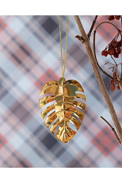 English Home Leaf Metal Yılbaşı Ağaç Süsü 9x4 cm Gold
